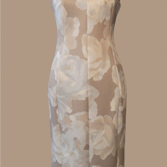 Calvin Klein Cream Tan Sheath Midi Dress Sleeveless NWT SZ 10 - Picture 12 of 14